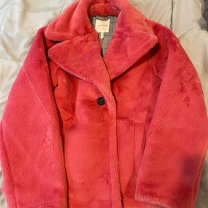 Nordstrom Avec Les Filles Pink Faux Fur Jacket NWT